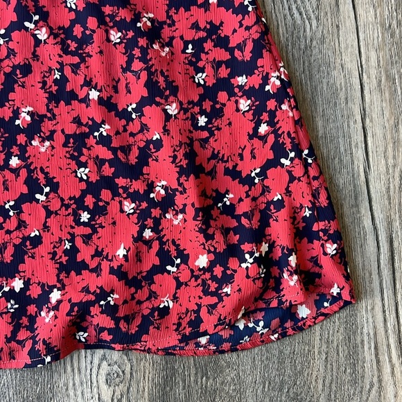 Collective Concepts Dress Red Printed Floral Midi Dress Size Large Petite - Picture 2 of 11